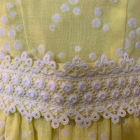 Vintage Rare Flocked Yellow Maxi‎ Dress - Picture 7 of 16